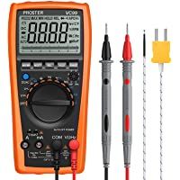 Proster Auto Rango Multímetro Digital 6000 Cuentas y 2000uF Digital Multímetros Amp-Ohm-Voltímetro Multi Tester con la…